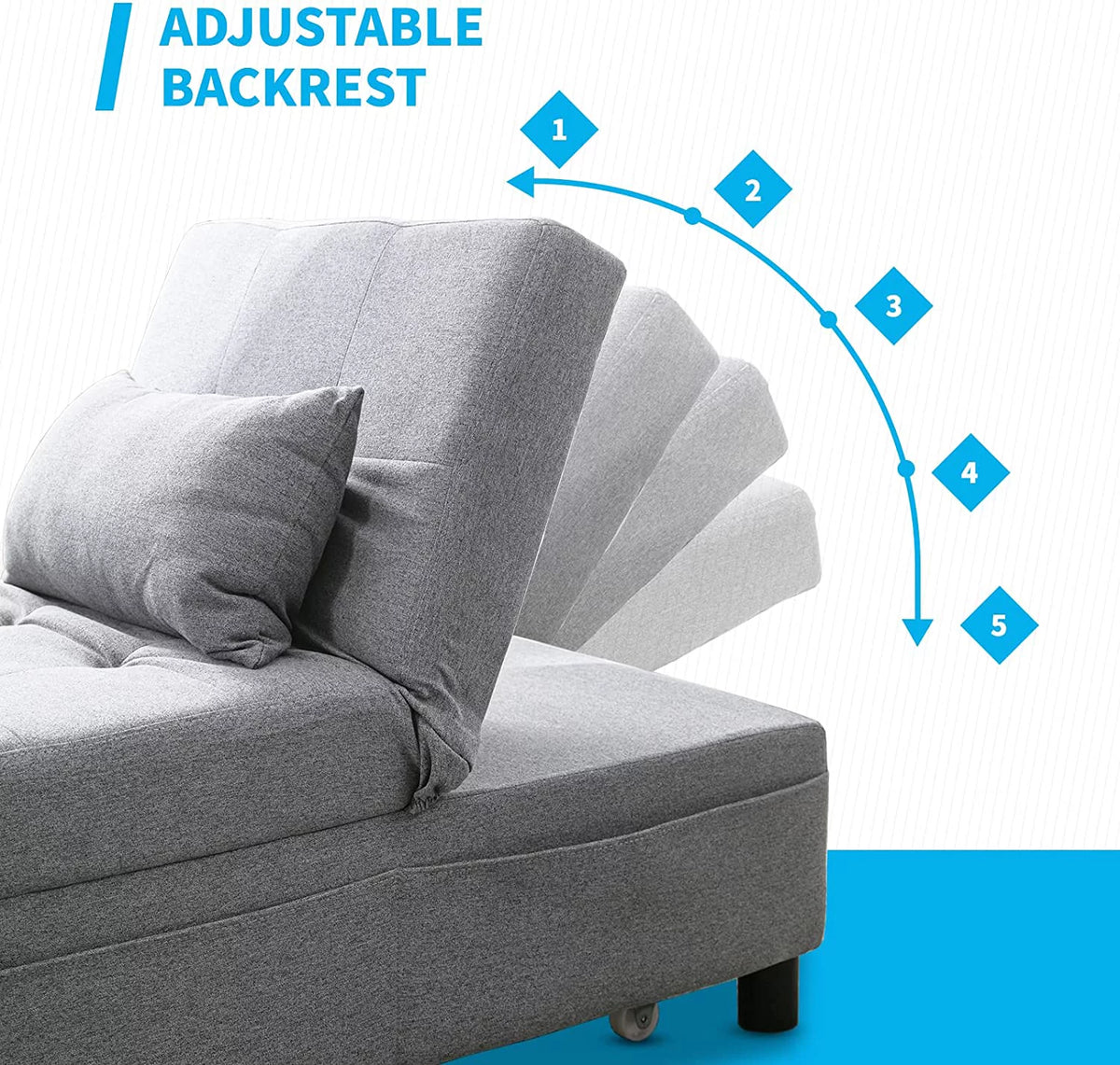 4-in-1 Convertible Sleeper Chair with Pillow Light Grey C8230