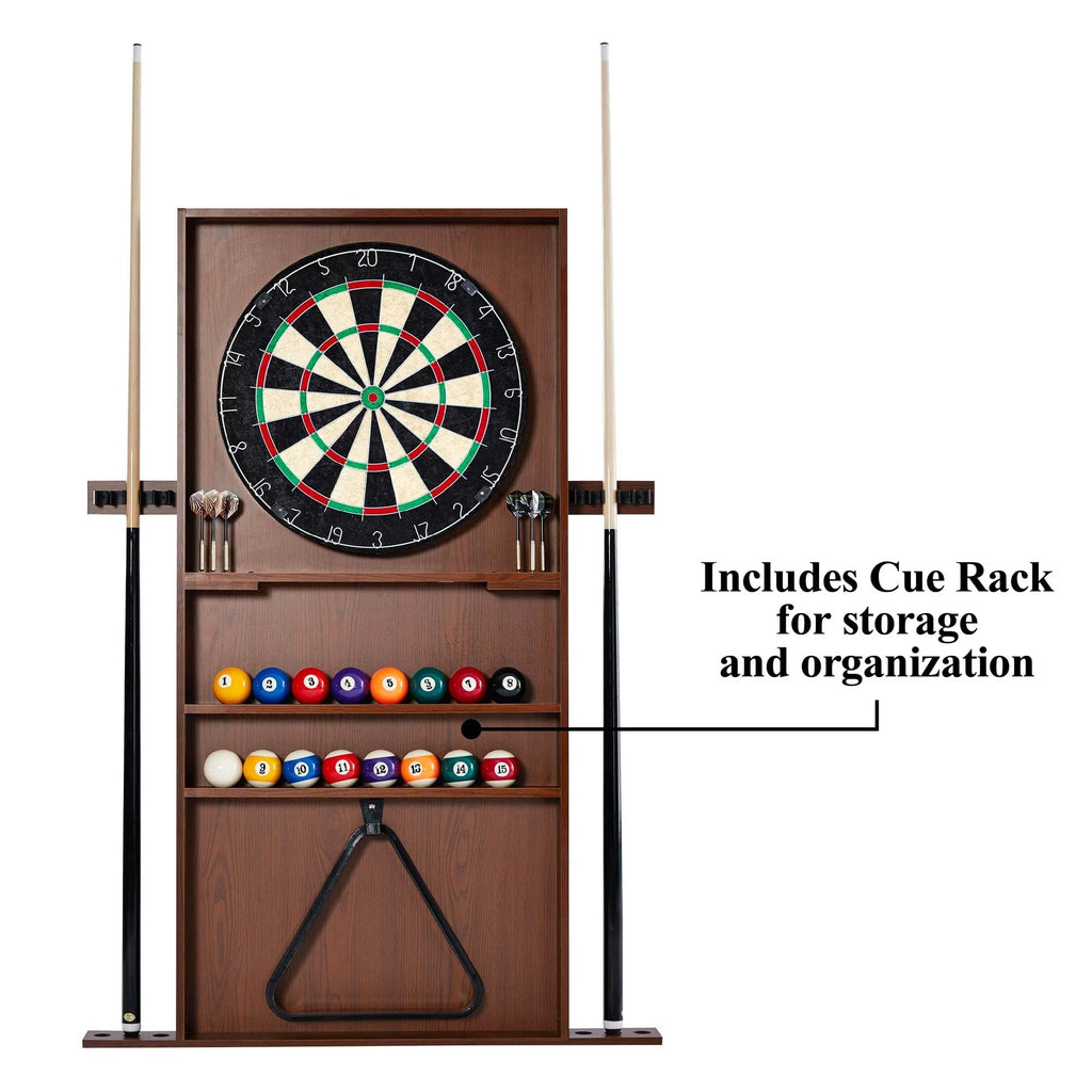 Burgundy Pool Table with Cue Rack and Dartboard Set T6739