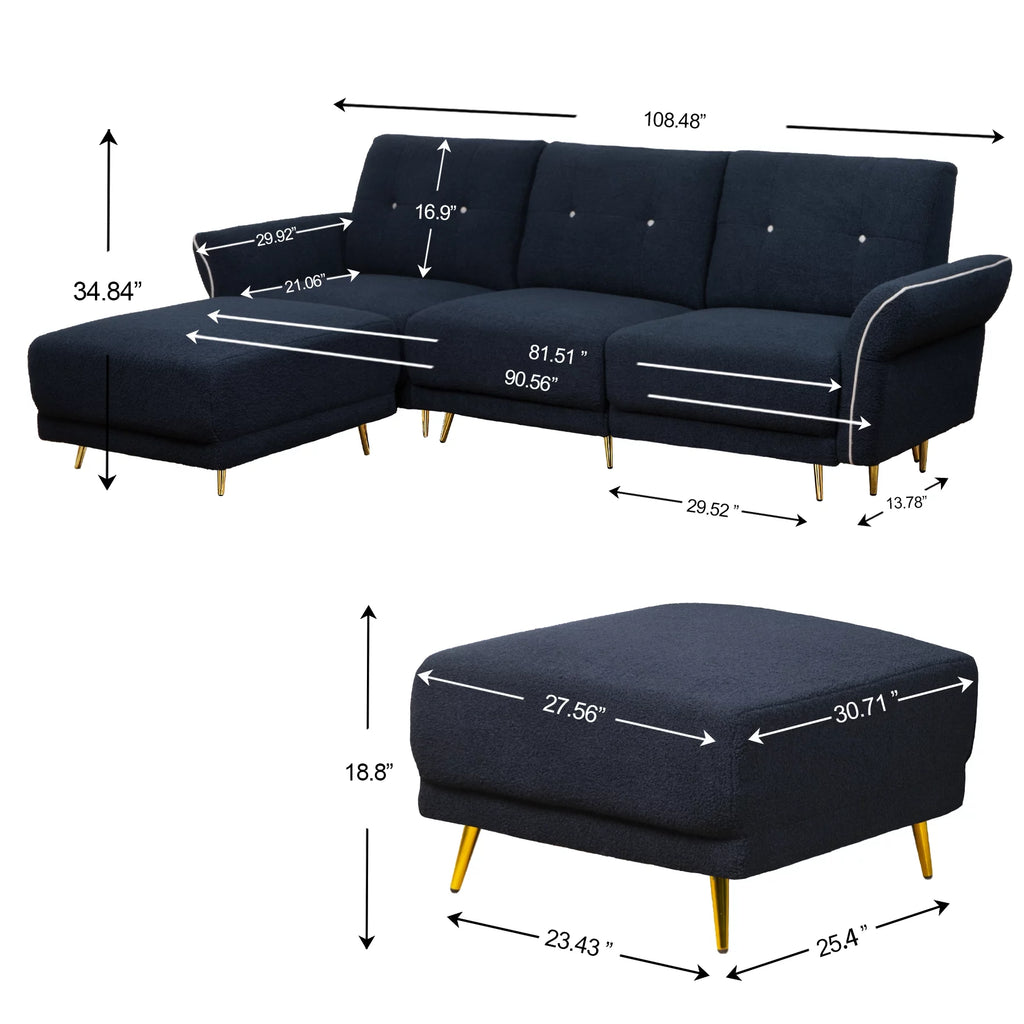 Blue Modular Sectional Sofa with Chaise T155