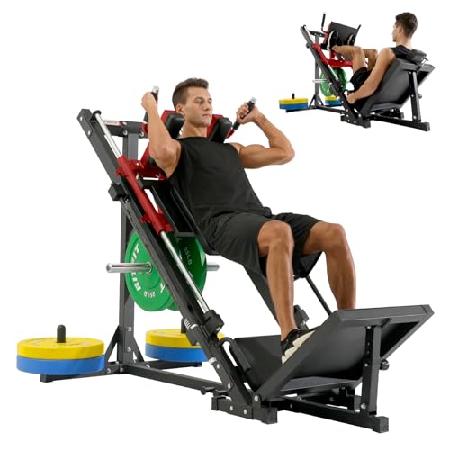 Adjustable Leg Press Hack Squat Machine with Weight Storage J46303