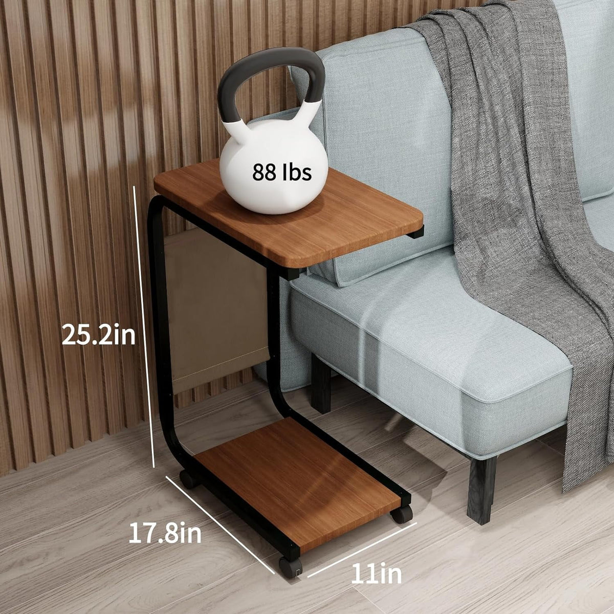 C-Shaped End Table with Double Layer Shelves C283823