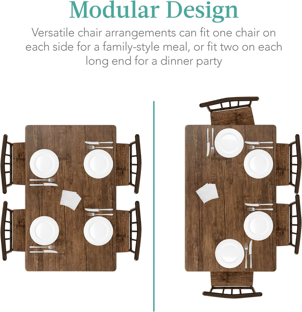 5-Piece Metal and Wood Rectangular Dining Table Set with 4 Chairs G480