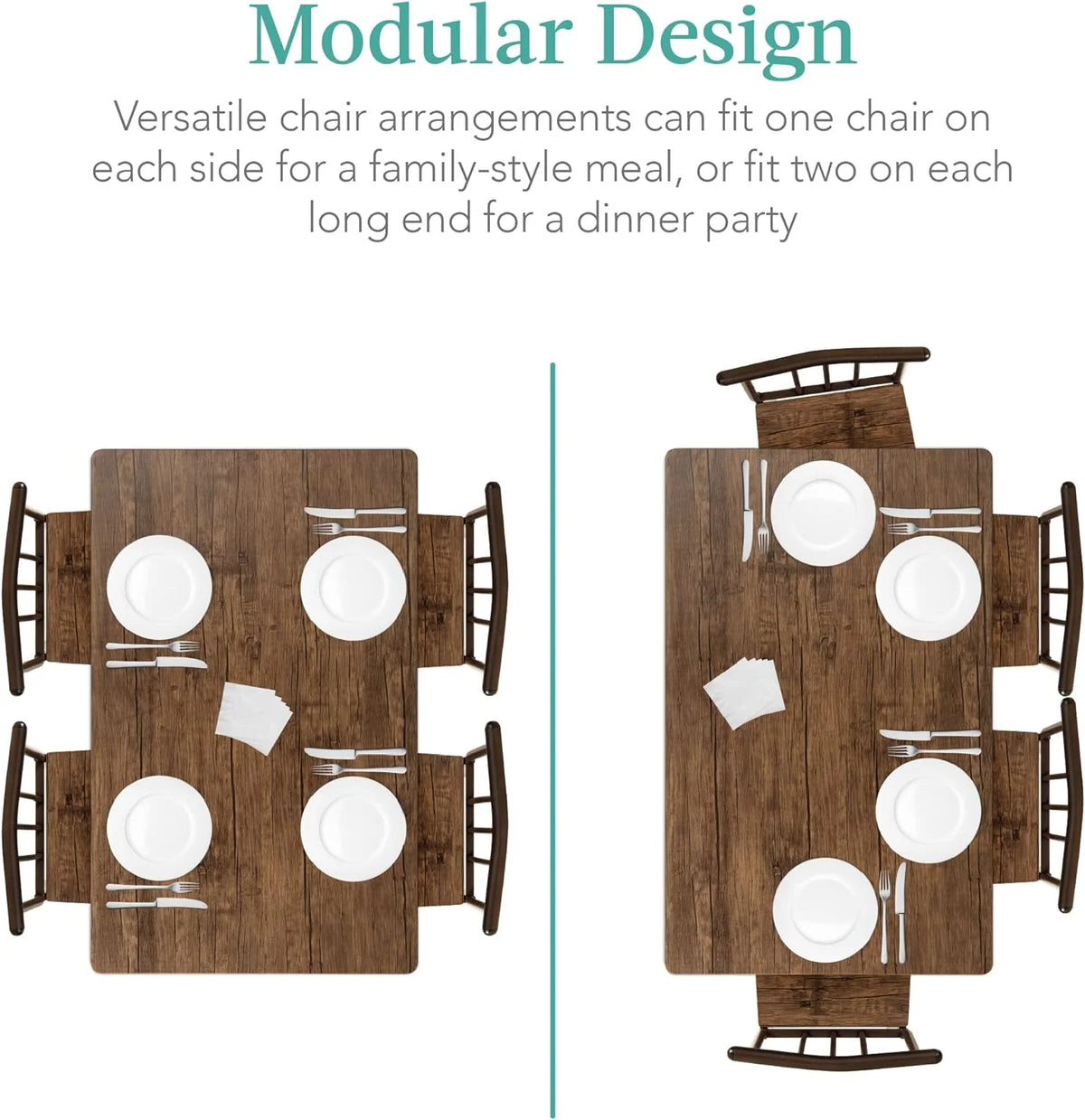 5-Piece Metal and Wood Rectangular Dining Table Set with 4 Chairs G480