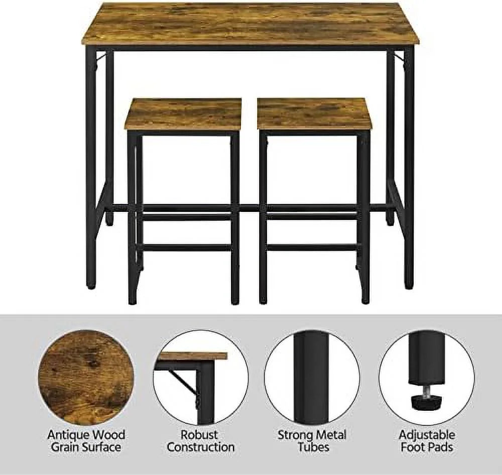 3 Piece Counter Height Dining Table with Stools Set of 2 D7393