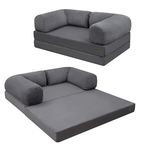 Dark Grey 4-in-1 Foldable Futon Sofa Bed D5760