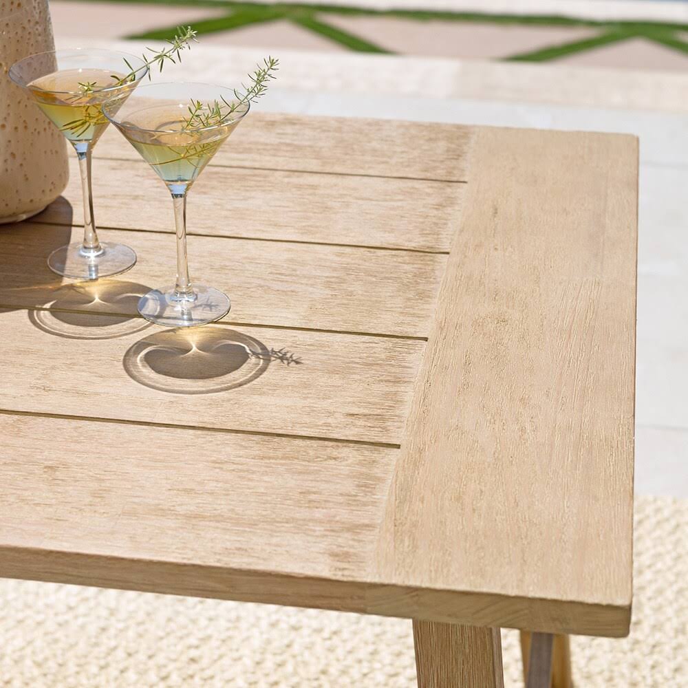 Light Brown Eucalyptus Wood Rectangular Outdoor Dining Table V1673