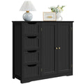 Black 4 Drawer Wooden Floor Storage Cabinet with Adjustable Shelf W109338
