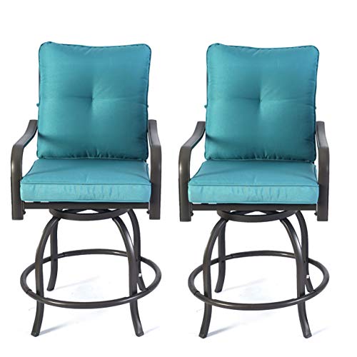 High Swivel Counter Height Patio Bar Stools (Aqua) Y775538