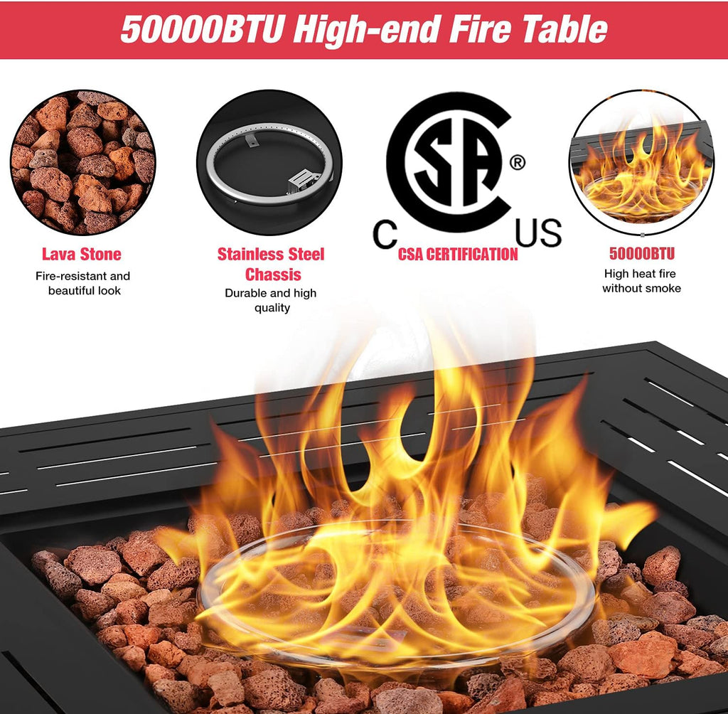 32 Inch 50,000 BTU Auto-Ignition Propane Fire Pit Table W156707