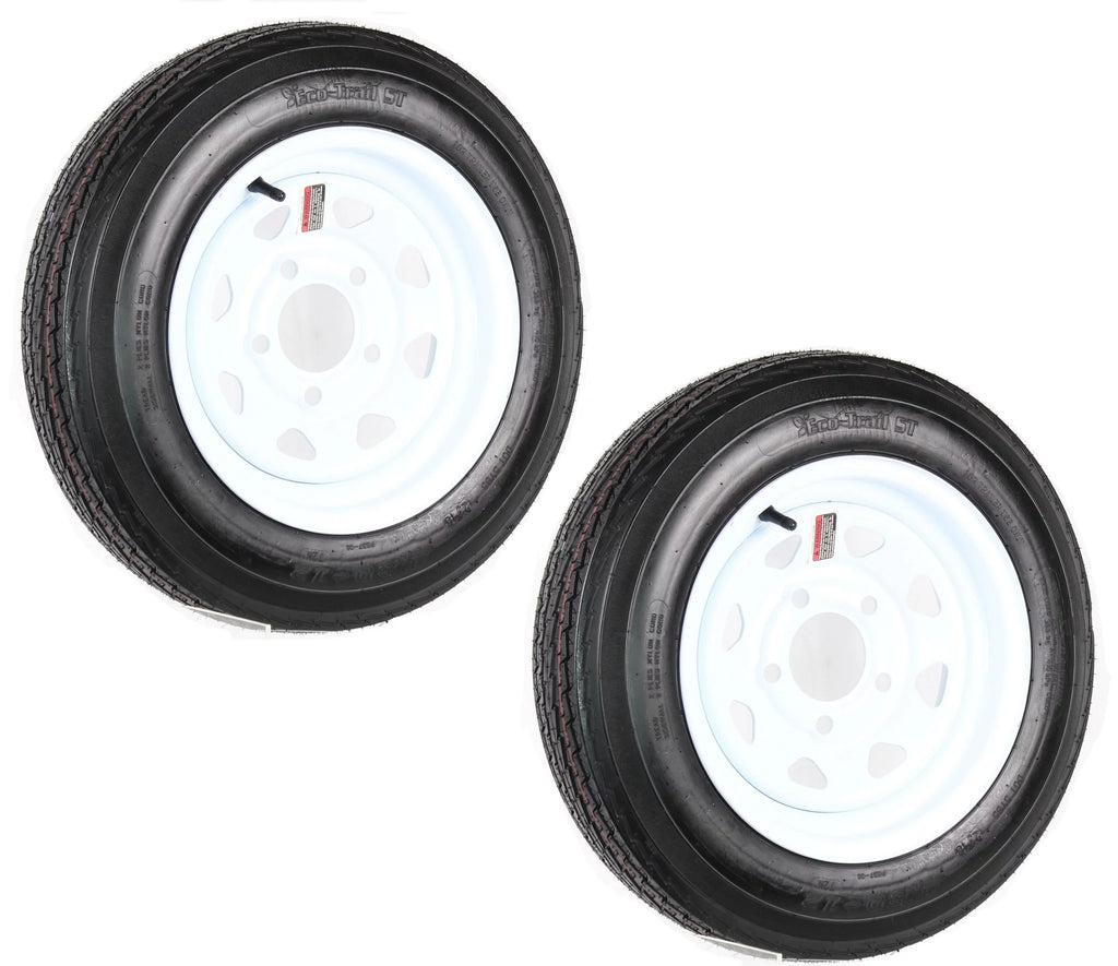 Two Trailer Tires On Rims 4.80-12 5 Lug White Spoke S2027
