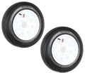 Two Trailer Tires On Rims 4.80-12 5 Lug White Spoke S2027