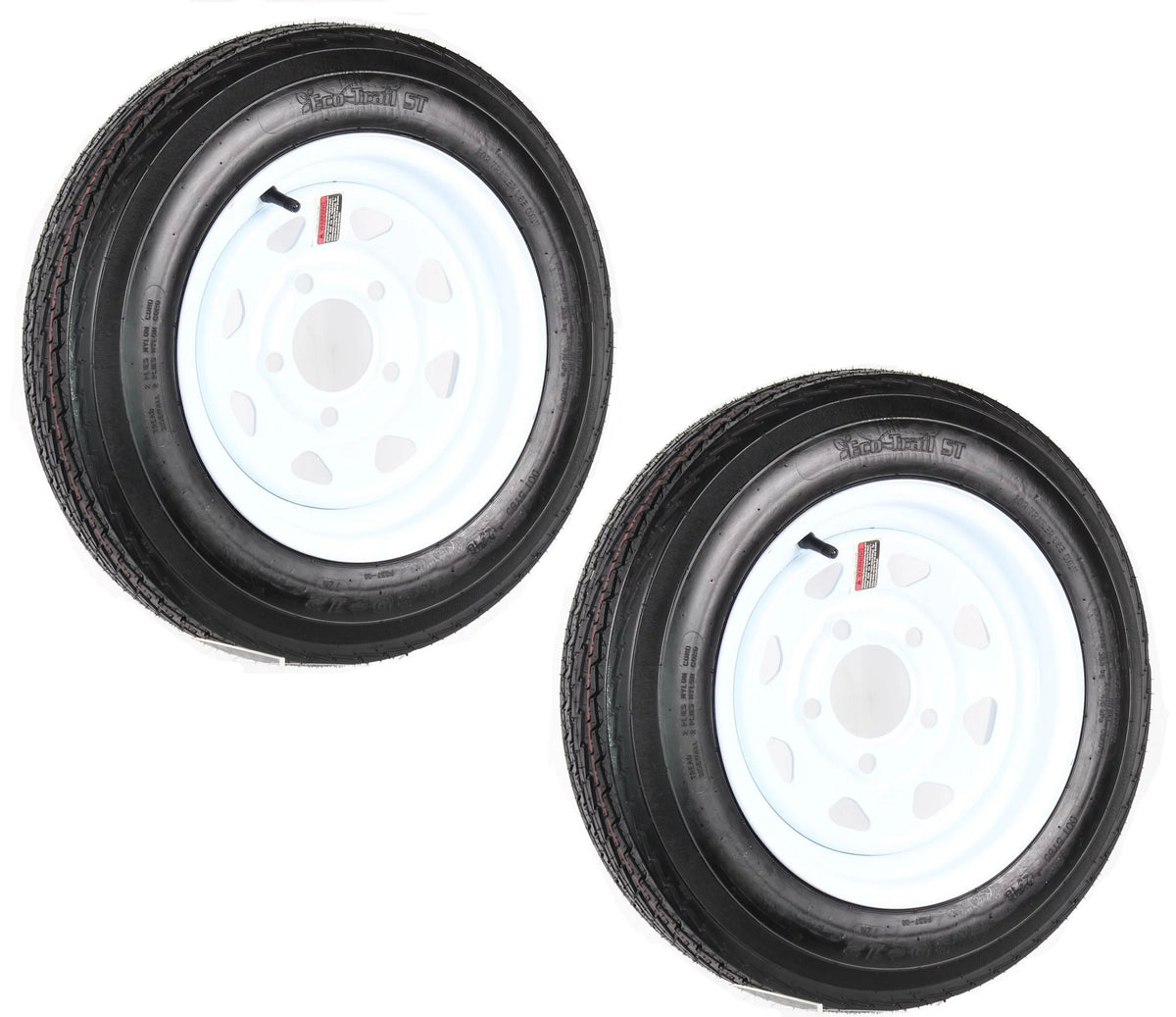 Two Trailer Tires On Rims 4.80-12 5 Lug White Spoke S2027