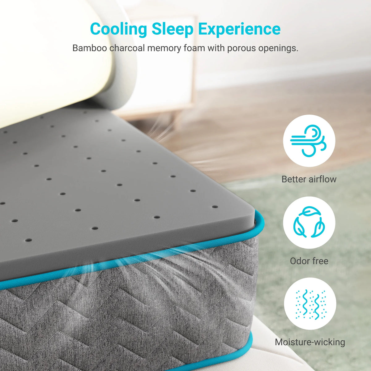 Full Size 10 inch Bamboo Charcoal Memory Foam Hybrid Mattress O55849