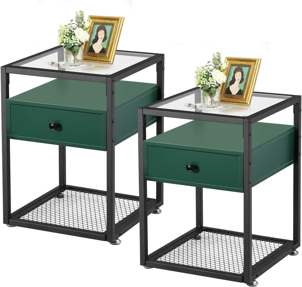 Rustic Brown Nightstand Set of 2 with Drawer Y14999