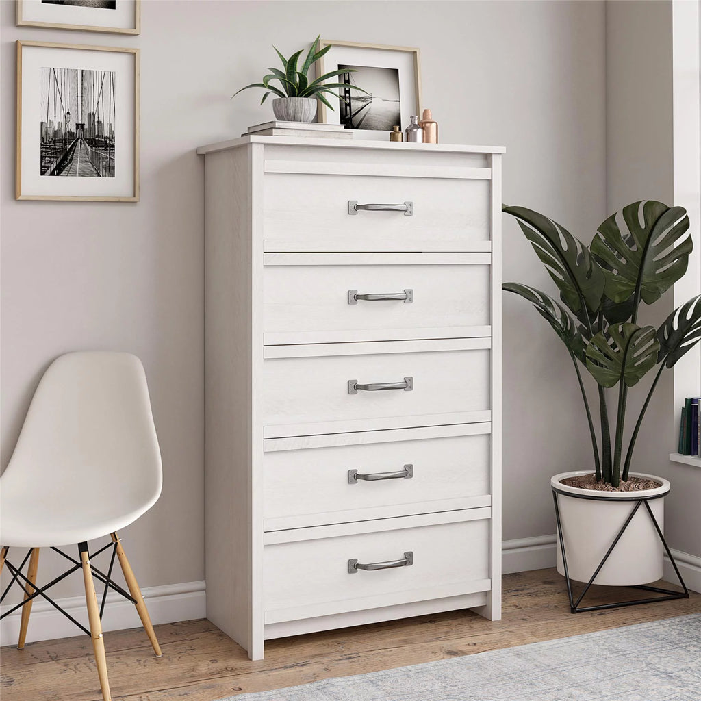 Rustic Ranch 5 Drawer Dresser, Ivory Oak K6243