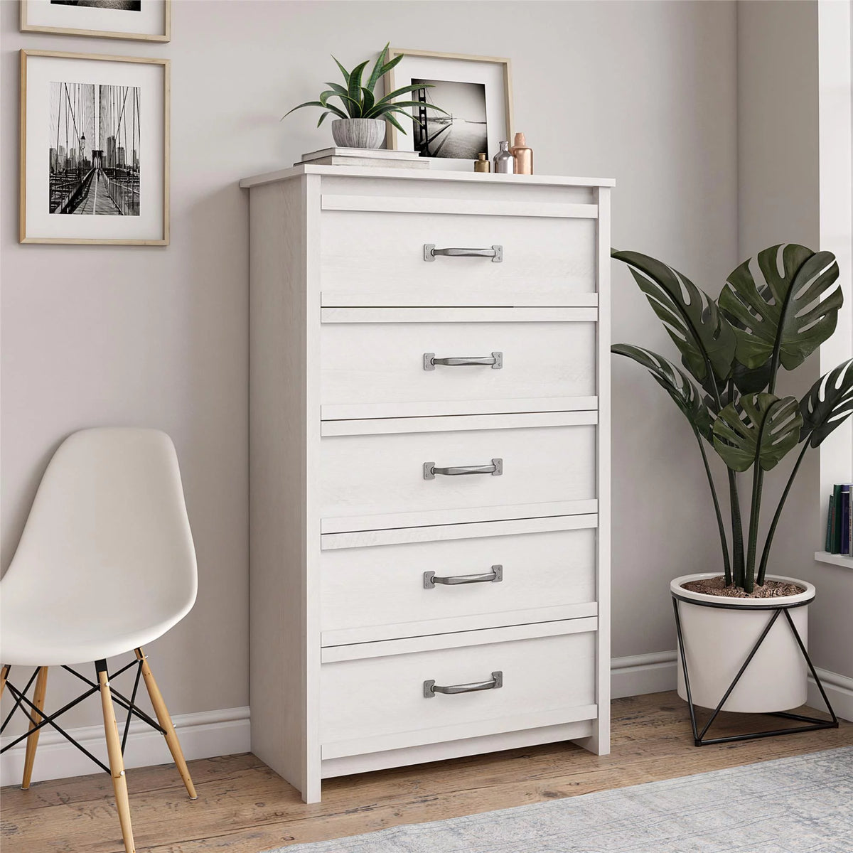 Rustic Ranch 5 Drawer Dresser, Ivory Oak K6243