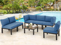 7 Pieces Metal Patio Furniture Set with Cushions and Table M8232