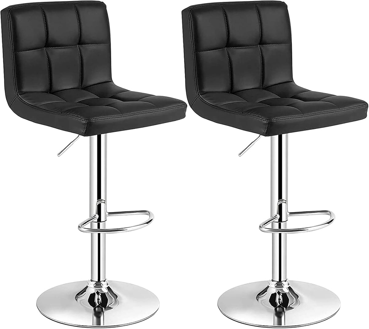 White Set of 2 Swivel Adjustable Bar Stools with Arms Q944