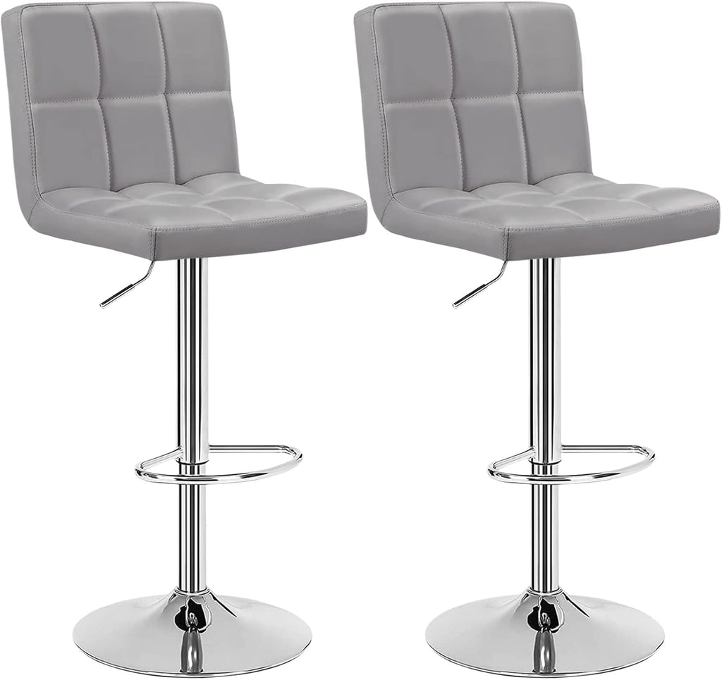 White Set of 2 Swivel Adjustable Bar Stools with Arms Q944