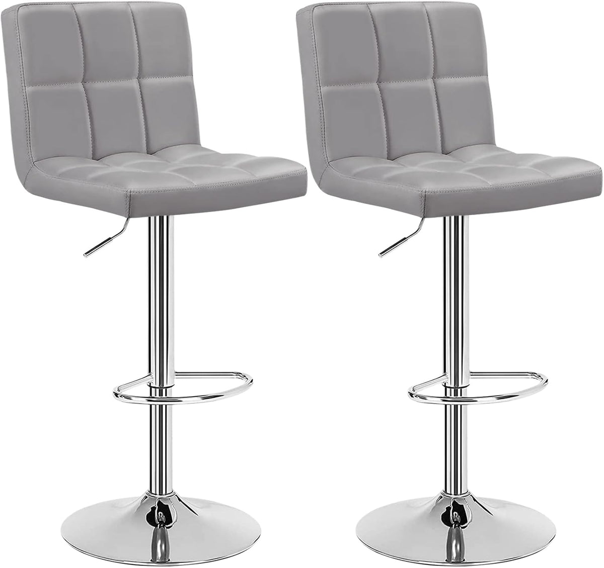 White Set of 2 Swivel Adjustable Bar Stools with Arms Q944