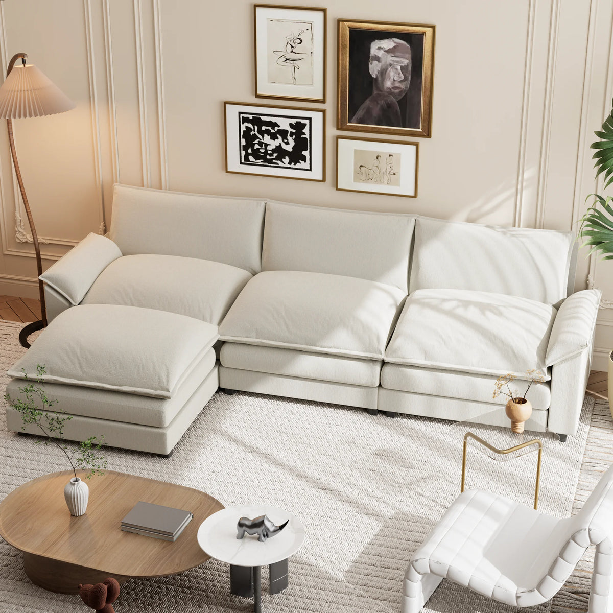 Gray L-shaped Sectional Sofa with Reversible Chair E3926
