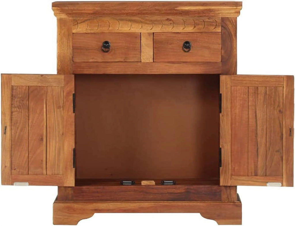 Solid Acacia Wood Sideboard Cabinet with 2 Drawers and 2 Doors U489