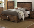 Natural Wood Finish Eastern King Size Bed with Storage Drawers L102