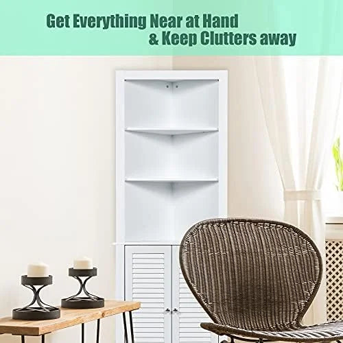 Corner Hutch Cabinet with Shutter Doors and Adjustable X392