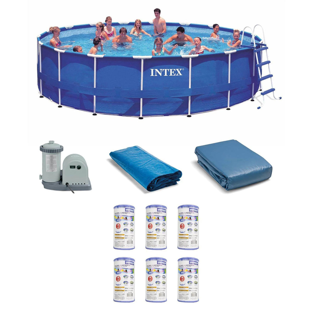 18ft x 48in Metal Frame Swimming Pool Set with Pump E43752