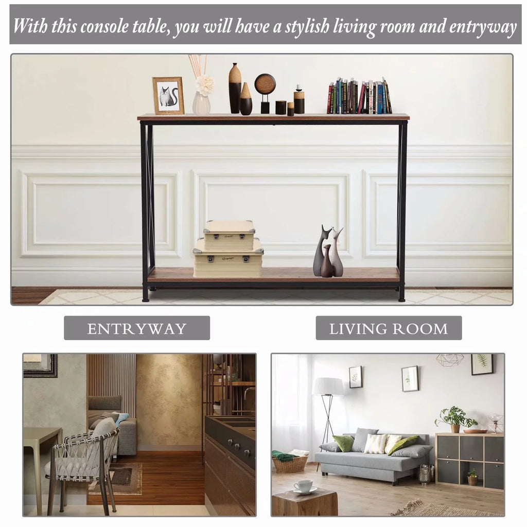 Wooden Hallway Console Table Rustic Brown K28517