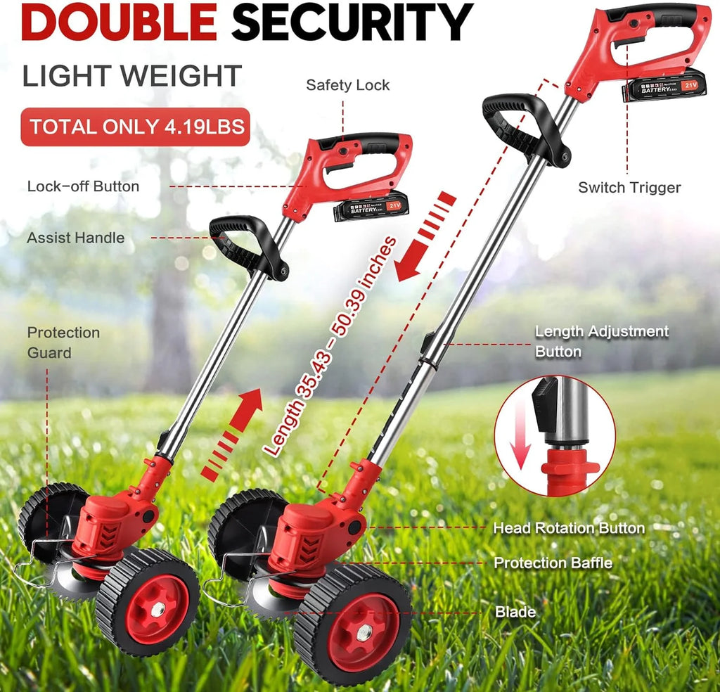 Cordless Electric Weed Trimmer Edger Mower 3-in-1 Cutting Tool Y86045
