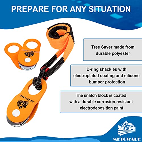 10 Ton Winch Snatch Block Pulley, Tree Saver Strap and D Ring Shackles F487273