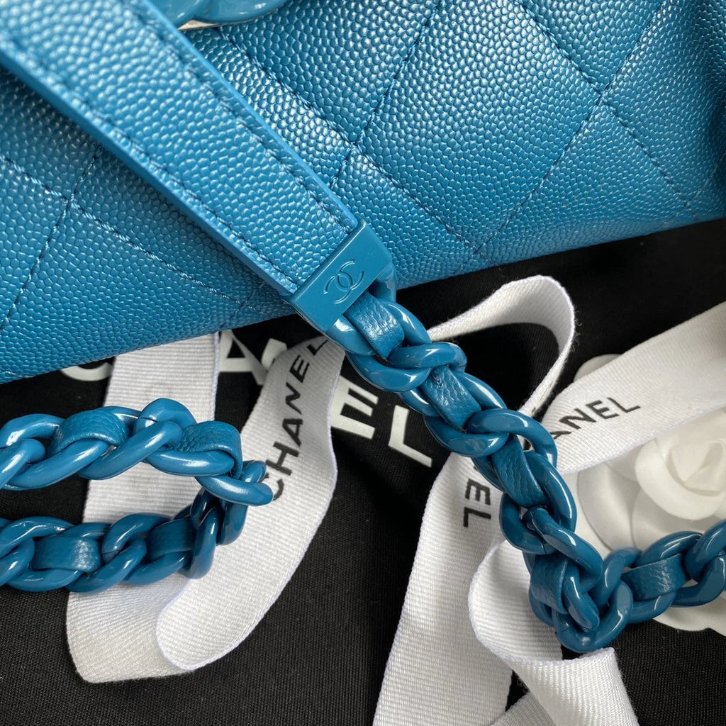 Blue Grained Leather Shoulder Bag A4140