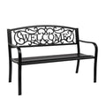 Outdoor Bench with Plastic Floral Design Backrest N35877