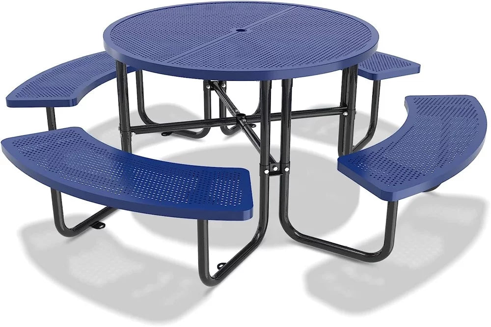 46'' Steel Round Picnic Table with Umbrella Hole Q524805
