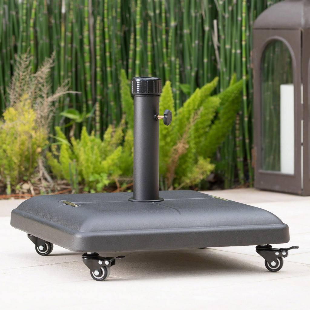 80lbs Black Concrete Steel Square Umbrella Base with Wheels G222312