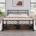 Black Full Size Metal Platform Bed Frame with Headboard and Footboard U492