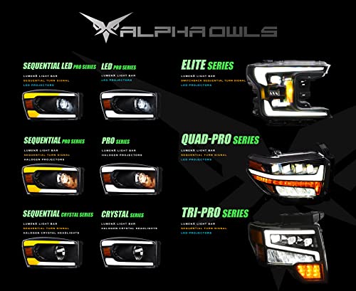 Full LED Projector Headlights With Switchback Sequential LED Light Bar & Startup Light - Black Amber I6995