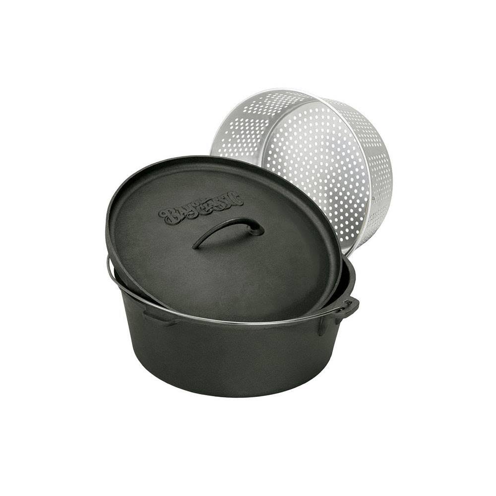 20 Quart Seasoned Cast Iron Dutch Oven with Basket (2 Pack) S16103