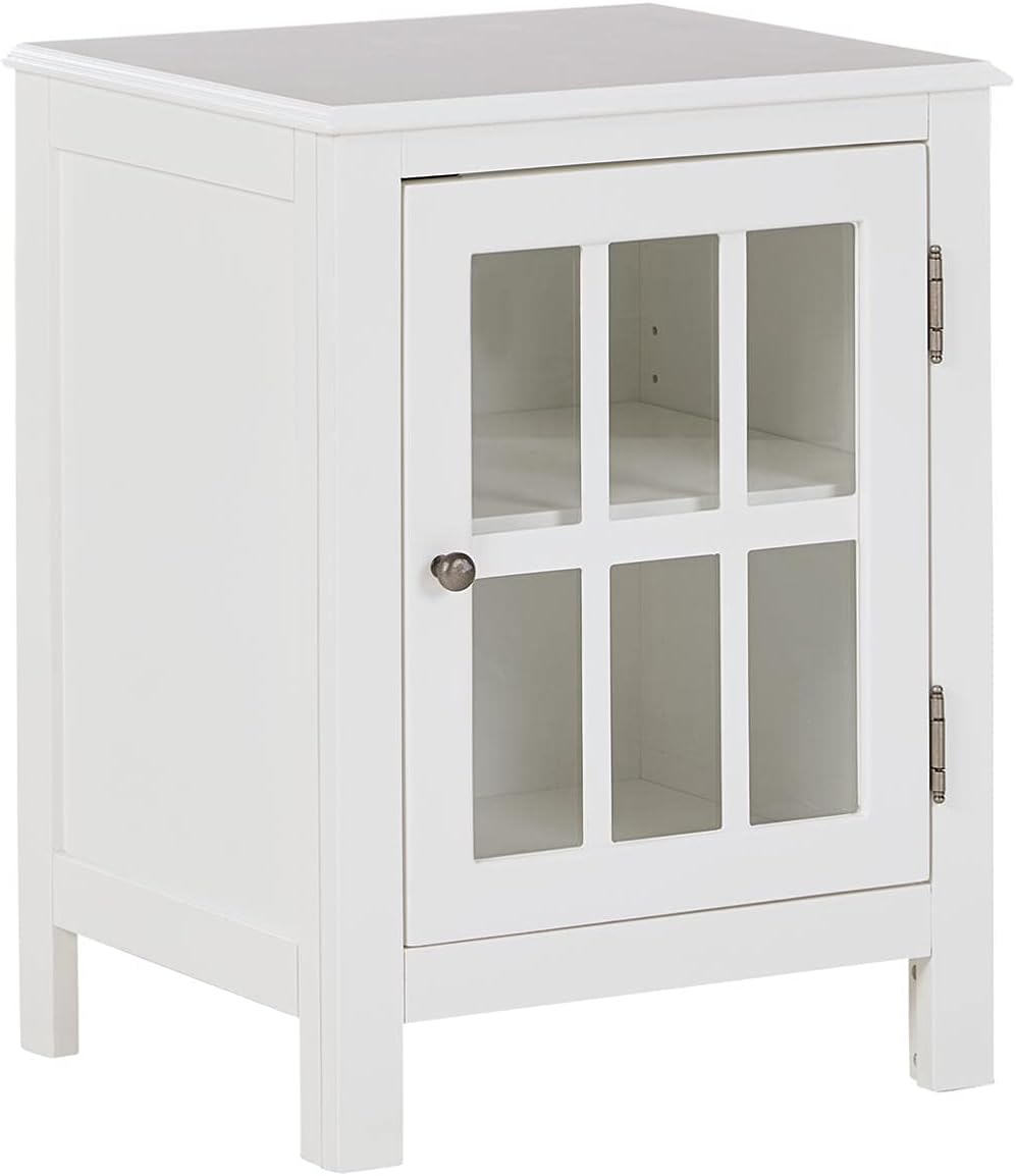 White Modern Farmhouse Accent Cabinet End Table S352
