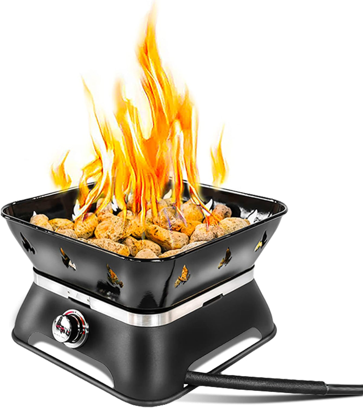 Portable 14-Inch Square Propane Gas Fire Pit with Cover and Carry Kit R19164
