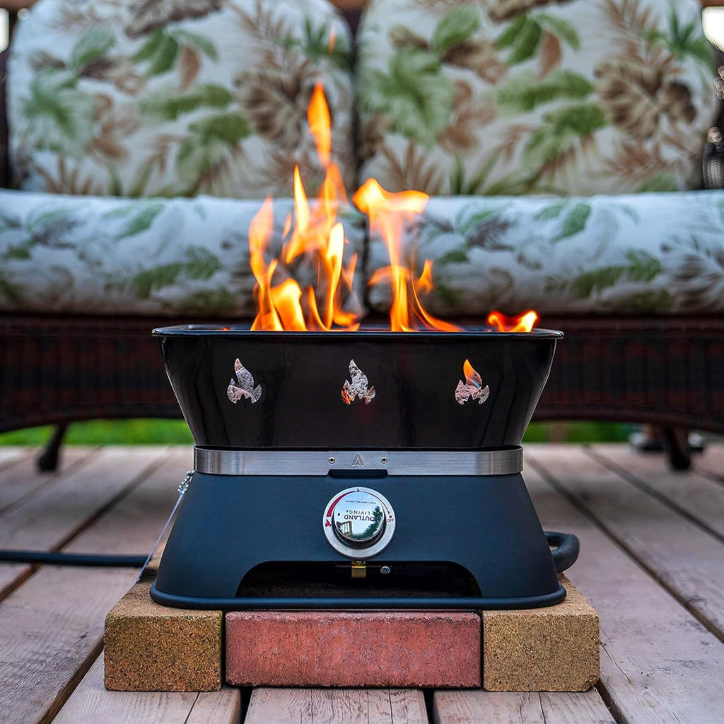 Portable 14-Inch Square Propane Gas Fire Pit with Cover and Carry Kit R19164