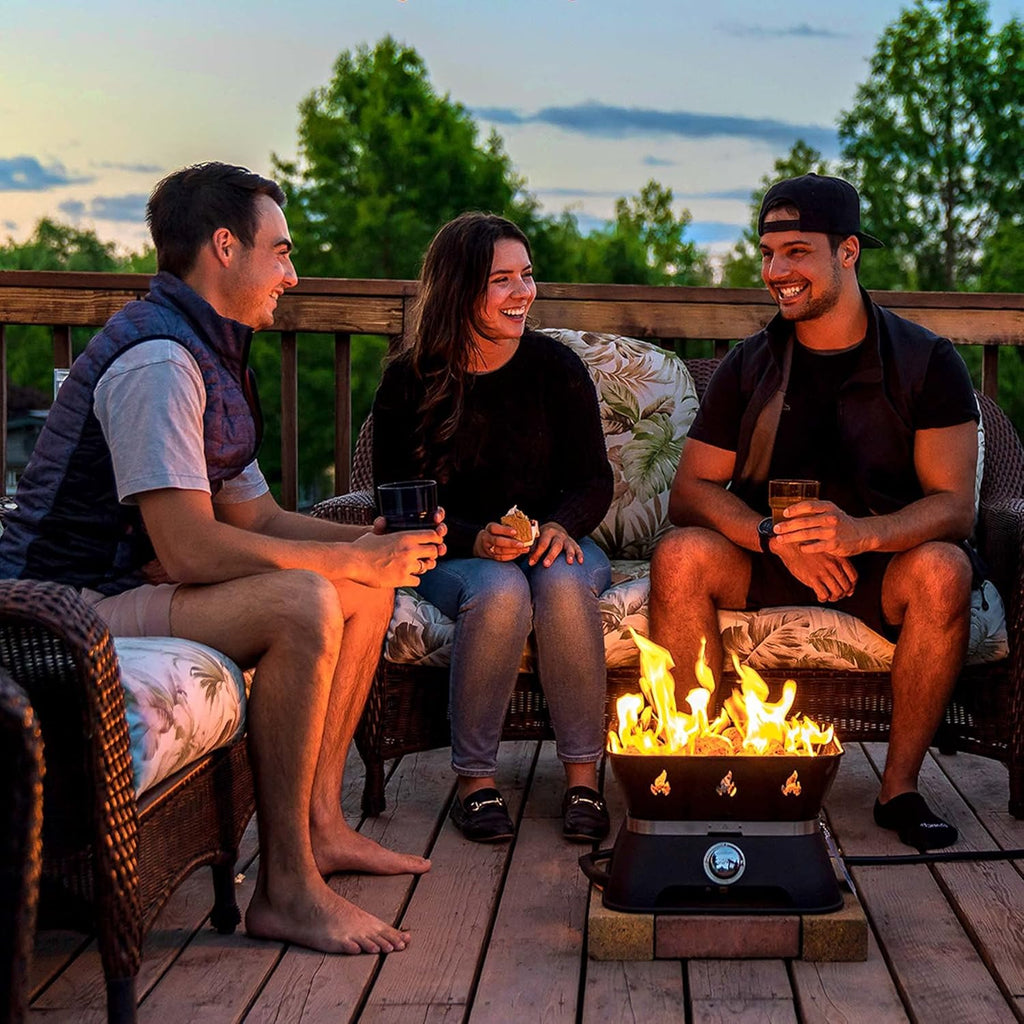 Portable 14-Inch Square Propane Gas Fire Pit with Cover and Carry Kit R19164