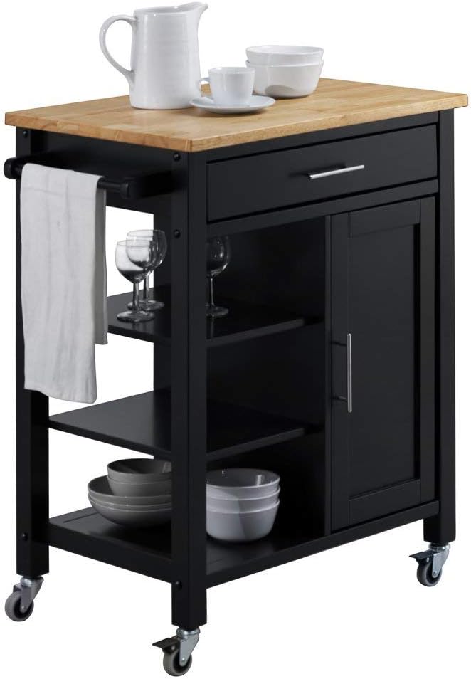 Black and Natural Kitchen Cart J175