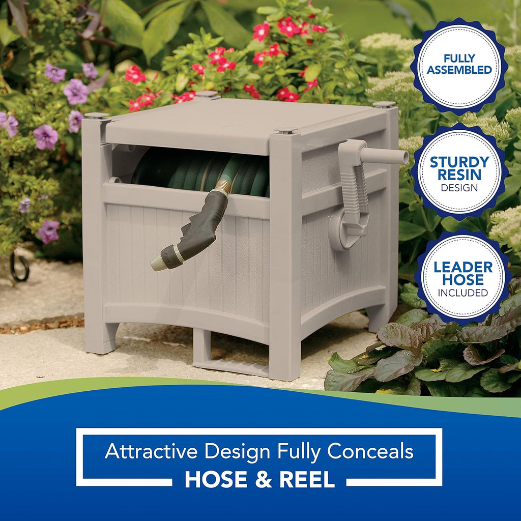 Resin Outdoor Storage Reel with Crank Handle and Lid B821256