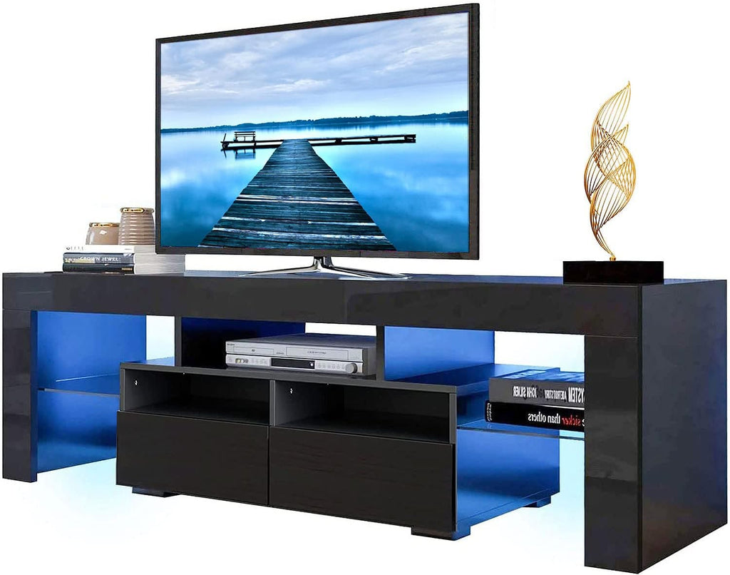 White LED TV Stand with Storage Drawer M37166