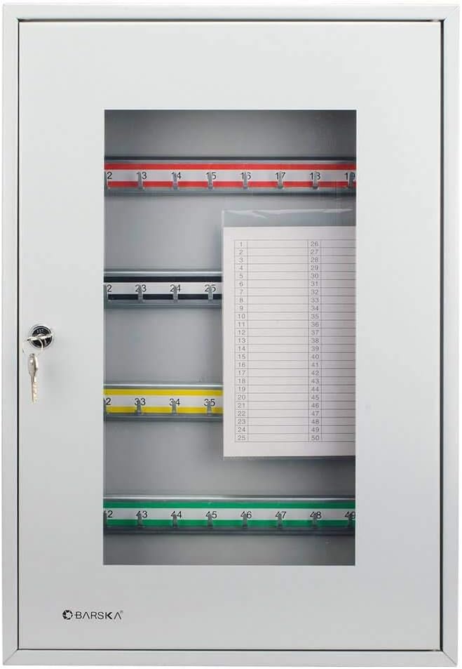 Key Lock 50 Position Key Cabinet with Glass Door Grey F826