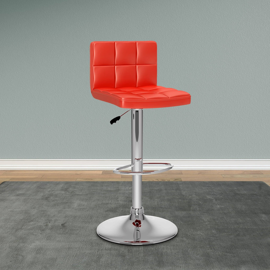 White Adjustable Leatherette Bar Stool Set of 2 Q397
