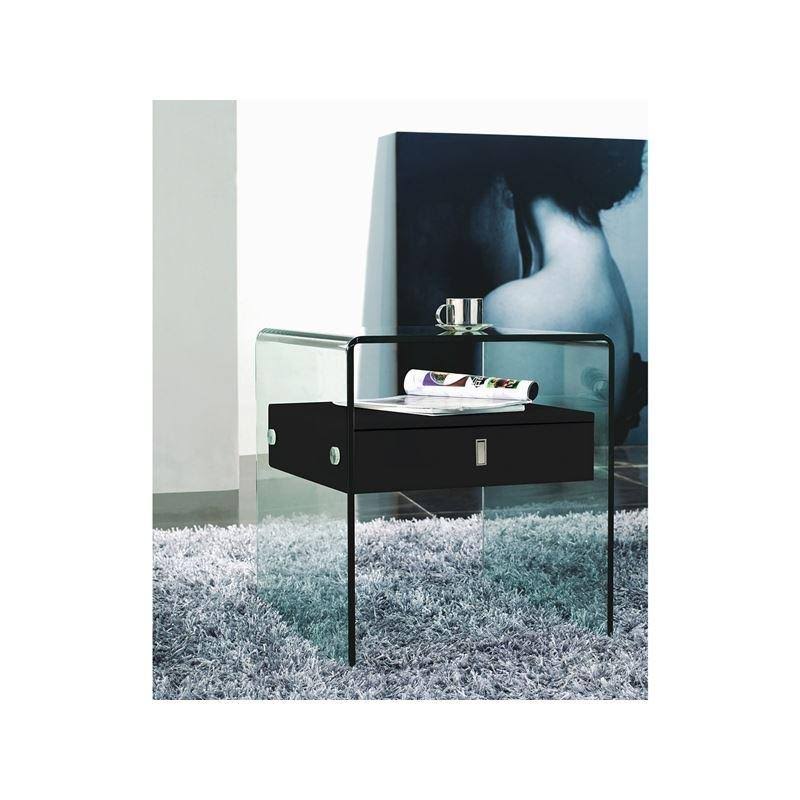 High Gloss Black Lacquer Nightstand / End Table N91330