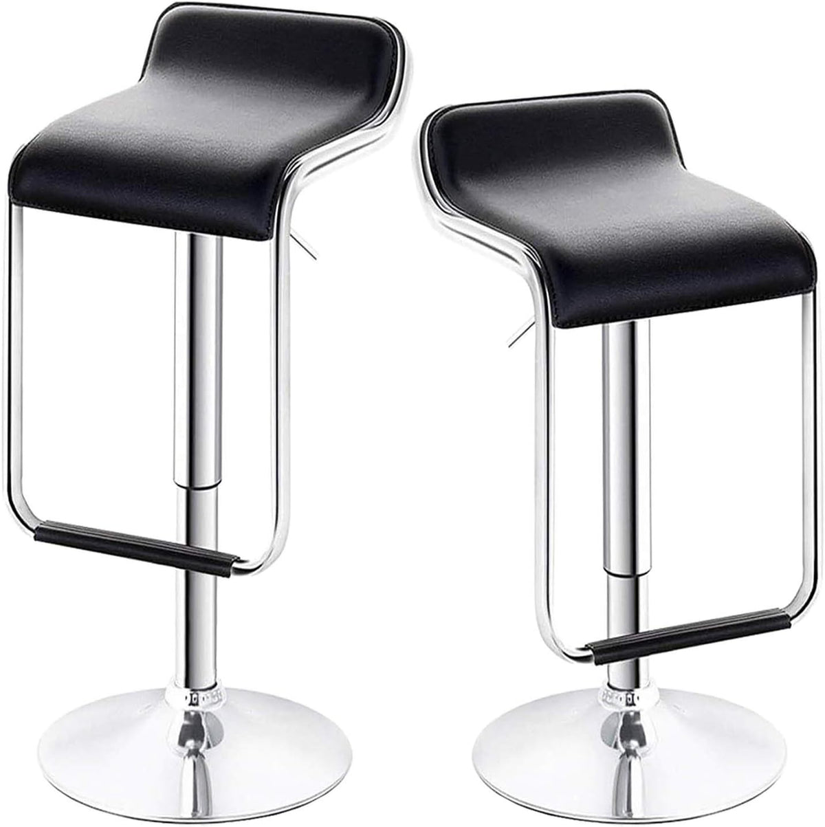White Set of 2 Swivel Adjustable Bar Stools with Arms Q944